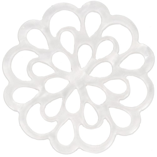 Entrepieza de flores de acetato de 23 mm - Blanco nacarado x1