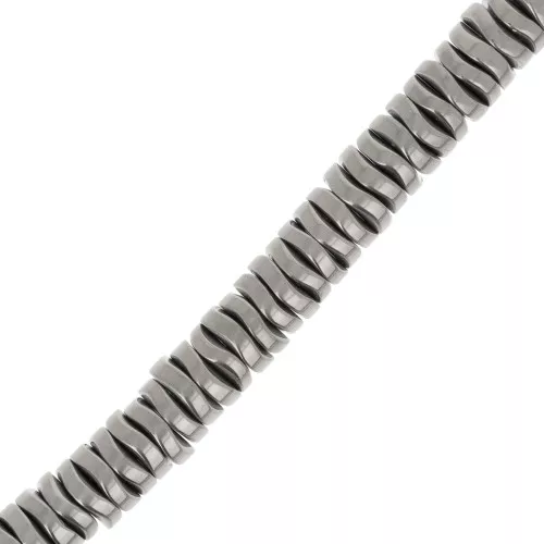 Heishi arandalas - onduladas - Imitación Hematita - 6x1.7 mm x39cm