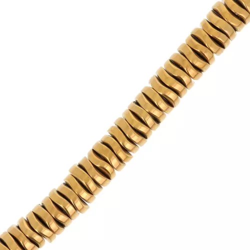 Heishi arandalas - onduladas - Imitación Hematita 6x1,7 mm - Dorado x39cm