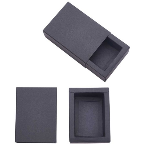 Joyero de papel kraft 9x6x4 cm - Negro x1