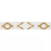 Cinta elástica azteca de fantasía 15 mm - Blanco - Oro x1m