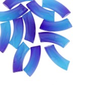 Perlas tubo curvadas y facetadas de resina transparente 37x12 mm - Degradado azul x6|raw }}