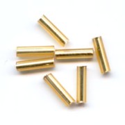 Cuentas de Rocalla Preciosa, tubos de 6,5 x 2 mm, doradas con revestimiento plateado, 20 g