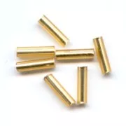 Cuentas de Rocalla Preciosa, tubos de 6,5 x 2 mm, doradas con revestimiento plateado, 20 g
