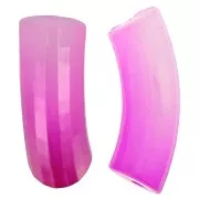 Perlas tubo curvadas y facetadas de resina transparente 37x12 mm - Degradado violeta x6