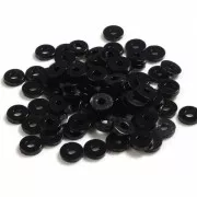 Cuentas arandalas Heishi plástico 6x1 mm - Negro x1.8g