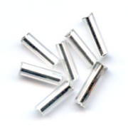 Cuentas de Rocalla Preciosa, tubos de 6,5 x 2 mm, Crystal Silver Lined, 20 g