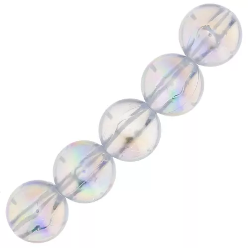 Cuentas redondas de acrílico de 10 mm - Efecto AB transparente x10