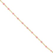 Cadena con cuentas de resina epoxi de 2 mm de acero inoxidable 304 Dorado - rosa salmón x1m