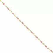 Cadena con cuentas de resina epoxi de 2 mm de acero inoxidable 304 Dorado - rosa salmón x1m