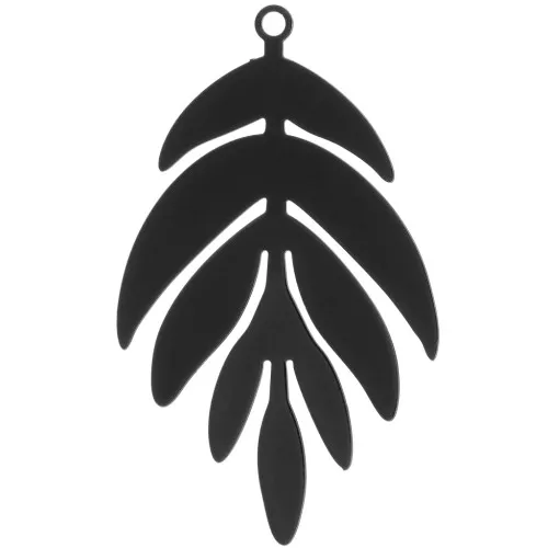Colgante Hoja 40x24 mm - Negro x1