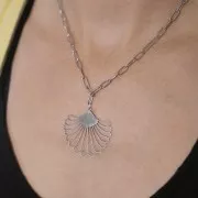 Colgante de concha calada de 38x40 mm - acero inoxidable 304 x1