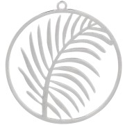 Colgante redondo 30 mm - diseño de hoja - Acero inoxidable 316L x1|raw }}
