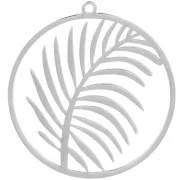 Colgante redondo 30 mm - diseño de hoja - Acero inoxidable 316L x1