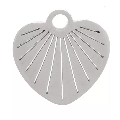 Colgante de corazón a rayas de 10 mm - acero inoxidable 304 x1