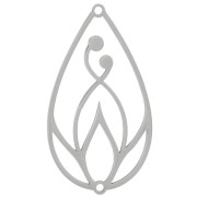 Entrepieza de gota hueca 40x22 mm - patrón flor de loto - Acero inox 316L x1|raw }}