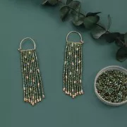 Pendientes de aro de alambre decorativos de media luna 12x17 mm para tejer - Oro laminado x2