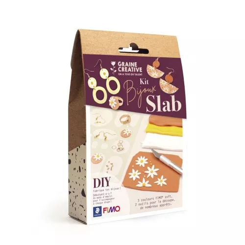 Kit de modelado Fimo - Joyas Slab con flores