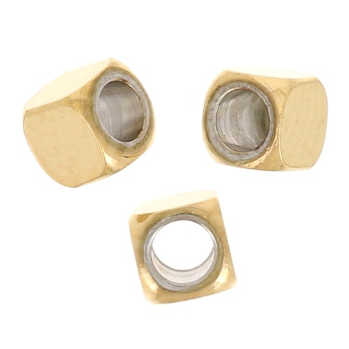 Cuentas de cubo redondeado de 2,5 mm - Acero inoxidable dorado 304 x10