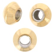 Cuentas redondas aplanadas 4x2mm - Acero inoxidable dorado 304L x10