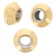Cuentas redondas aplanadas 4x2mm - Acero inoxidable dorado 304L x10