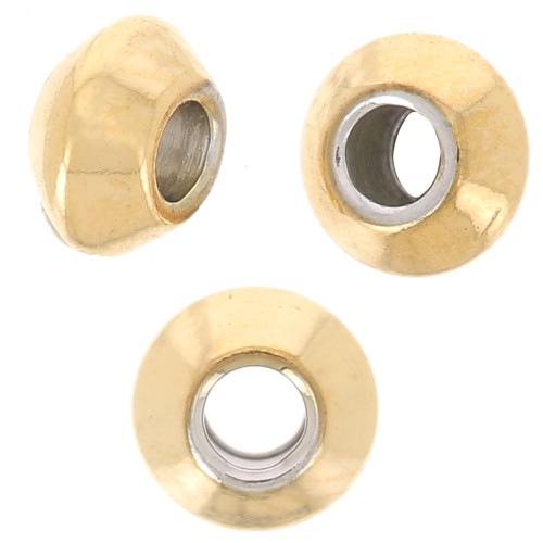 Cuentas redondas aplanadas 4x2mm - Acero inoxidable dorado 304L x10