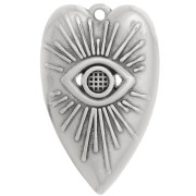 Colgante de corazón con motivo de ojo 39x24 mm para cabujón de 4mm - Plateado antiguo