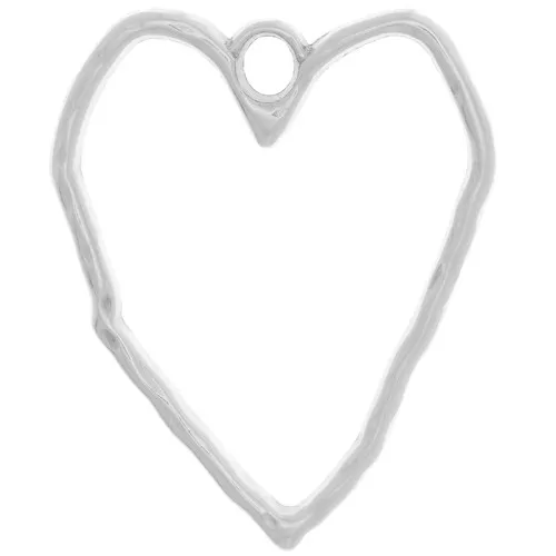 Colgante corazón hueco martillado 35x29 mm - Plateado antiguo x1