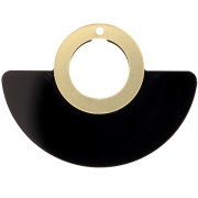 Colgante de plexiglás en forma de abanico 41x56 mm - Negro - Oro x1|raw }}