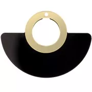 Colgante de plexiglás en forma de abanico 41x56 mm - Negro - Oro x1