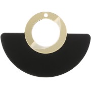Colgante de plexiglás en forma de abanico 41x56 mm - Negro - Oro x1