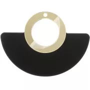 Colgante de plexiglás en forma de abanico 41x56 mm - Negro - Oro x1