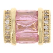 Cuenta tubo con óxido de zirconio 12x10 mm - Dorado - Cristal - Rosa claro x1|raw }}