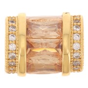 Cuenta tubo con óxido de zirconio 12x10 mm - Dorado - Cristal - Champagne x1