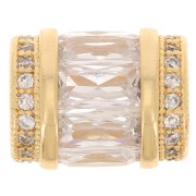 Cuenta tubo con óxido de zirconio 12x10 mm - Dorado - Cristal x1