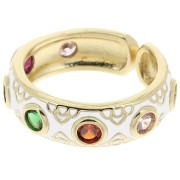 Anillo grande con resina epoxi y óxido de zirconio Dorado - Blanco - Multicolor x1|raw }}