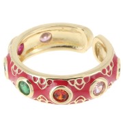 Anillo grande de resina epoxi y óxido de zirconio - Dorado - Rojo - Multicolor x1|raw }}
