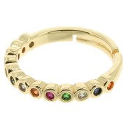 Anillo fino ajustable con pequeñas óxido de zirconio - Dorado - Multicolor x1|raw }}