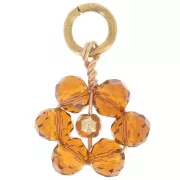 Colgante flor 12 mm cuentas de vidrio facetado - Dorado - Topacio x1