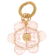 Colgante flor 12 mm cuentas de vidrio facetado - Dorado - Rosa claro x1|raw }}