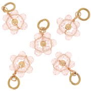 Colgante flor 12 mm cuentas de vidrio facetado - Dorado - Rosa claro x1