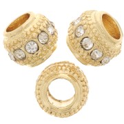 Cuenta redonda de strass 7x6 mm - Dorado - Cristal x1|raw }}