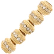 Cuenta redonda de strass 7x6 mm - Dorado - Cristal x1