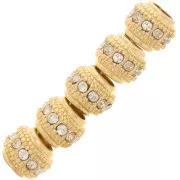 Cuenta redonda de strass 7x6 mm - Dorado - Cristal x1