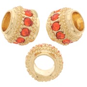 Cuenta redonda de strass 7x6 mm - Dorado - Jacinto x1