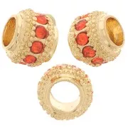 Cuenta redonda de strass 7x6 mm - Dorado - Jacinto x1