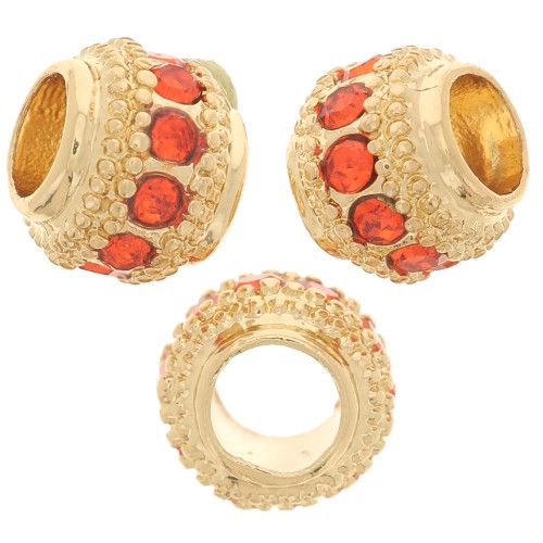 Cuenta redonda de strass 7x6 mm - Dorado - Jacinto x1