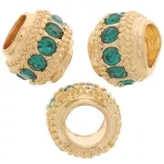 Cuenta redonda de strass 7x6 mm - Dorado - Veraman x1