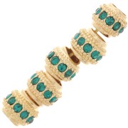 Cuenta redonda de strass 7x6 mm - Dorado - Veraman x1