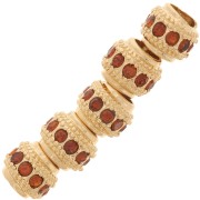 Cuenta redonda de strass 7x6 mm - Dorado - Topacio x1